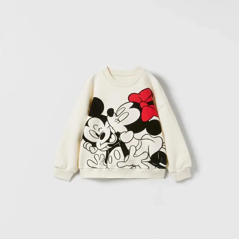 Minnie Mouse Baby Girl Autumn Outfit – Two-Piece Sweatshirt & Leggings Set, Kids’ Popular Clothing Set