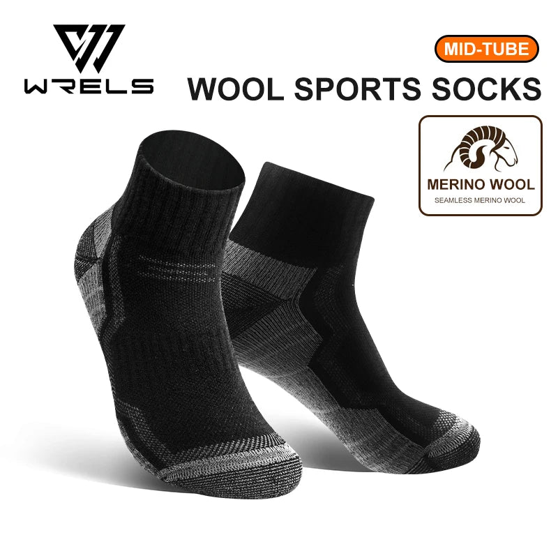 WRELS Merino Wool Thermal Socks – Winter Warm Compression Socks for Skiing, Hiking, Snowboarding & Climbing, Thick Merino Wool Sports Socks