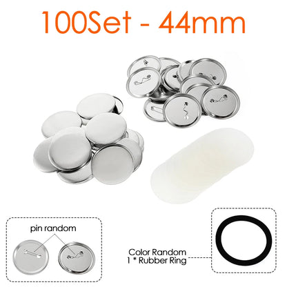 100 Set Blank Badge Button Maker Supplies Kit – DIY Pin Button Parts for 25mm–58mm Pin Badge Press Machine Accessories