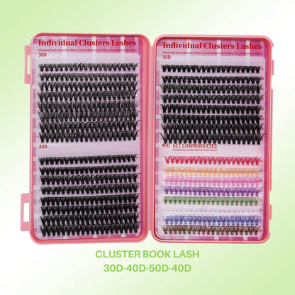 DIY Lash Clusters Book – D Curl Mega Volume Eyelash Extensions with Individual Lashes for Extensions
