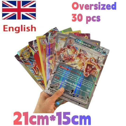 2024 Oversized Pokémon Cards – 30pcs Jumbo VMAX, VSTAR, GX, Arceus, Pikachu & Charizard Super Shiny Rare Cards for Birthday Gifts