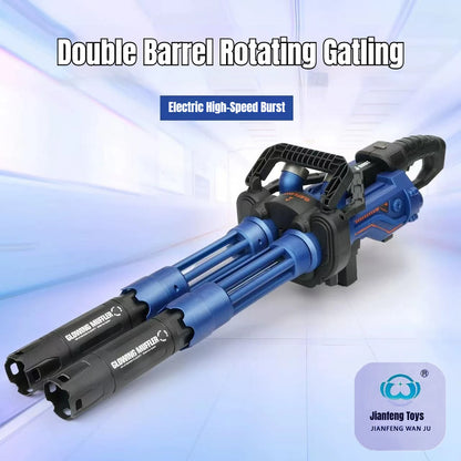 Jianfeng Gatling Soft Dart Blaster - Double Barrel Electric Rotary Launcher for Outdoor Shooting Games
