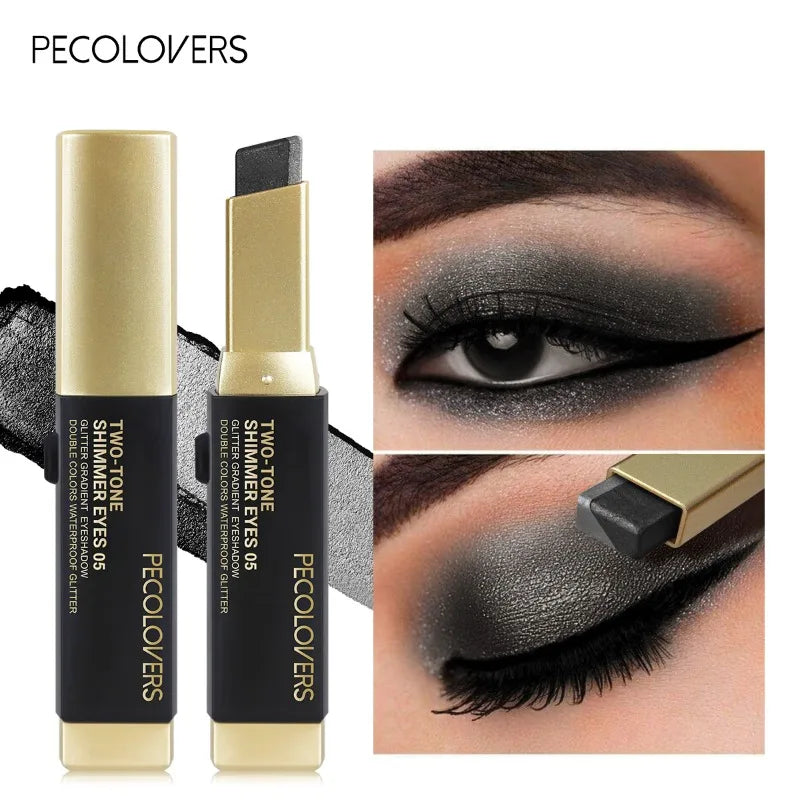 Double Color Eyeshadow Stick – Waterproof Long-Lasting Glitter & Metallic Shimmer Highlight Eye Makeup Pen