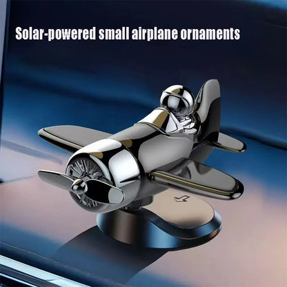 Solar-Powered Rotating Airplane Dashboard Ornament - 360° Spinning Car Interior Decoration
