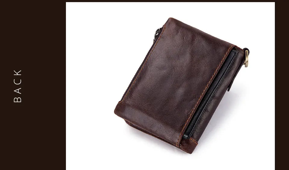 Fashion Women’s Leather Wallet — Genuine Leather Clutch with Hasp & Double Zipper, Short Coin Pocket and ID Card Holder Purse