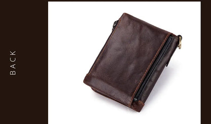 Fashion Women’s Leather Wallet — Genuine Leather Clutch with Hasp & Double Zipper, Short Coin Pocket and ID Card Holder Purse