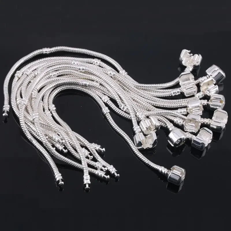 925 Sterling Silver Snake Bone Charm Bracelet – Fine Jewelry Bangle for Women & Men, Party & DIY Accessories