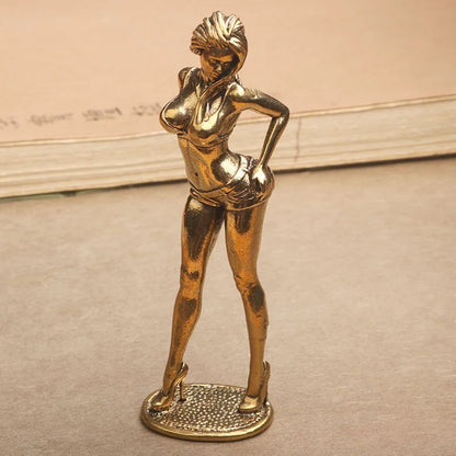 Solid Copper Bikini Woman Figurine Statue – Sexy Beauty Model Collectible Ornament Gift for Men & Home Decor Display