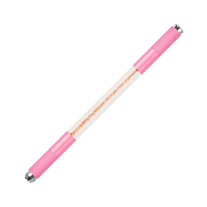 Manual Double-Ended Crystal Acrylic Microblading Pen – Permanent Makeup Eyebrow Tattoo Tool for Flat & Round Needles