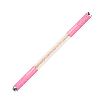 Manual Double-Ended Crystal Acrylic Microblading Pen – Permanent Makeup Eyebrow Tattoo Tool for Flat & Round Needles