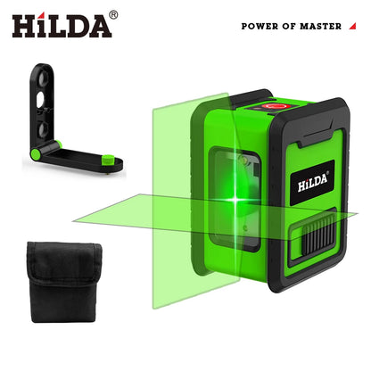 HILDA 2-Line Green Laser Level Meter | Self-Leveling Horizontal & Vertical Laser Tool