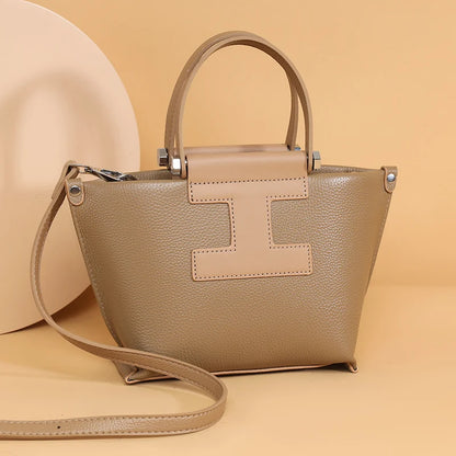 Luxury Cowhide Women’s Tote Bag – High-Quality Genuine Leather Shoulder and Crossbody Handbag, Fashionable Sac A Main