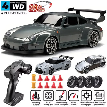 1:24 4WD RC Drift Car – High-Speed 20KM/H Remote Control Racing Toy with Turbo, 2-Speed & LED Lights for Kids & Adults