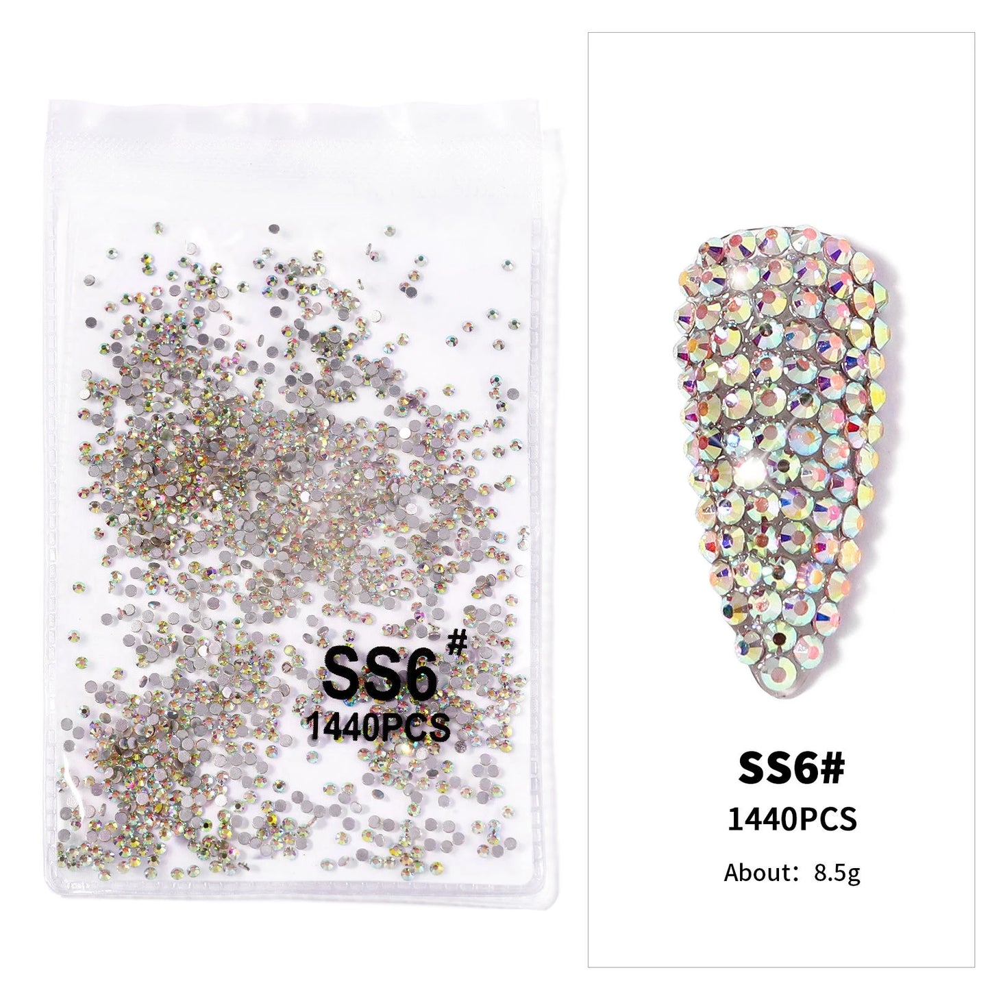 12-Grid 3D Glass AB Crystal Nail Art Rhinestones Kit – Flatback Round Beads with Tools for Nail Jewelry & Diamond Decoration