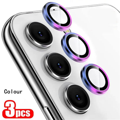 3Pcs Metallic Lens Protector Cover - Full Camera Protection for Samsung Galaxy S25 Plus S24 S23 FE A15 A35 A55 Series