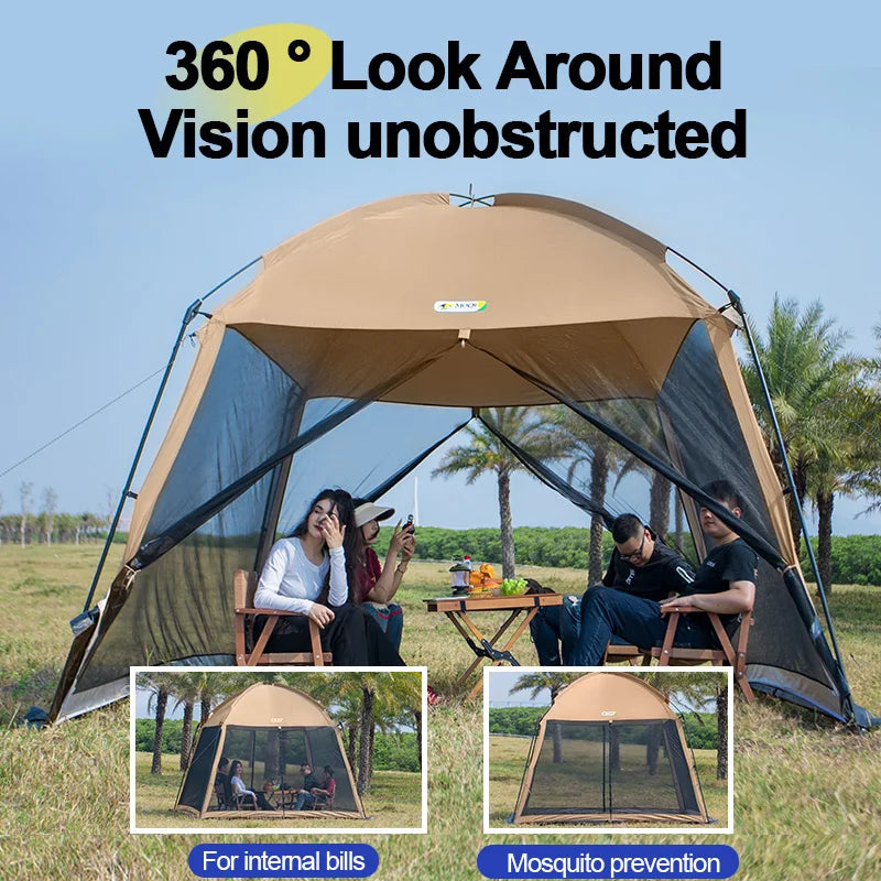 Outdoor Camping Mesh Tent – Rainproof, Sunscreen, Mosquito-Proof, Picnic & Beach Sunshade for 10 People