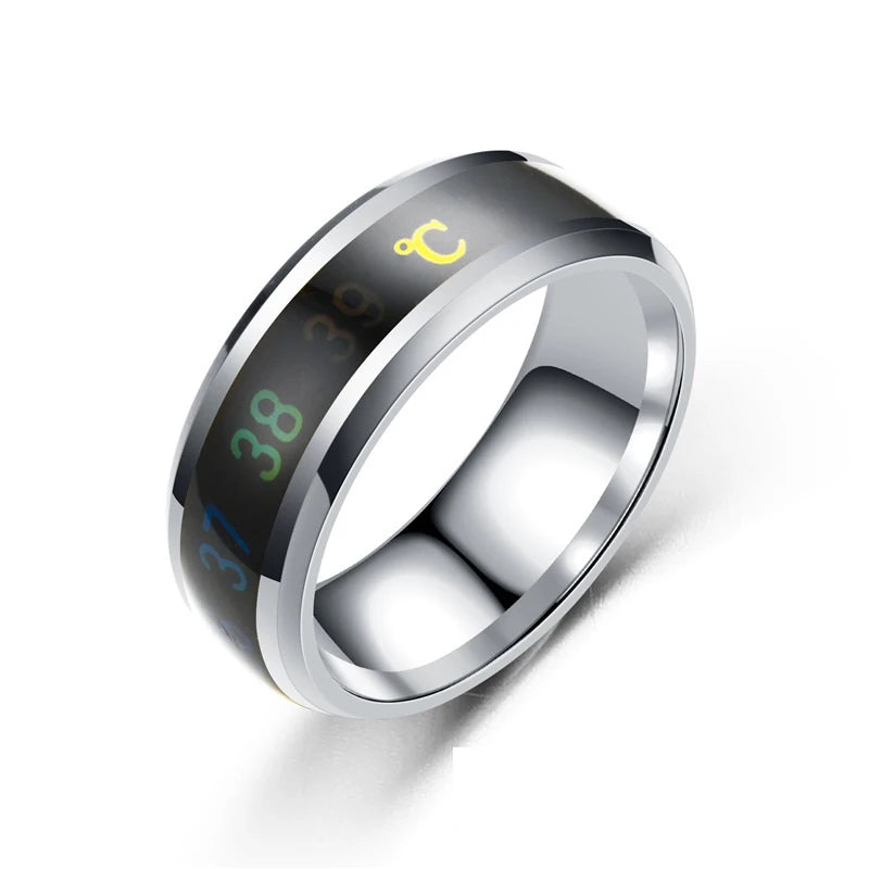 Smart Stainless Steel Mood Ring – Temperature Sensitive Couple Ring, Waterproof Intelligent Color Changing Jewelry Accessories