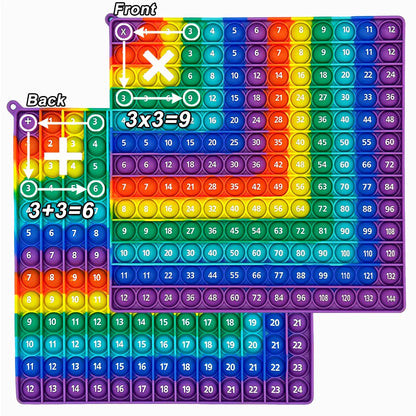 12x12 Multiplication & Addition Math Game Toy - Rainbow Silicone Times Table Educational Gift for Kids