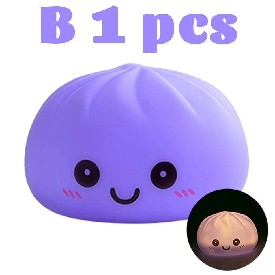 2027 Kawaii Dumpling Night Light - Cute Glowing Dumpling Steamer Desktop Ornament and Gift Decor