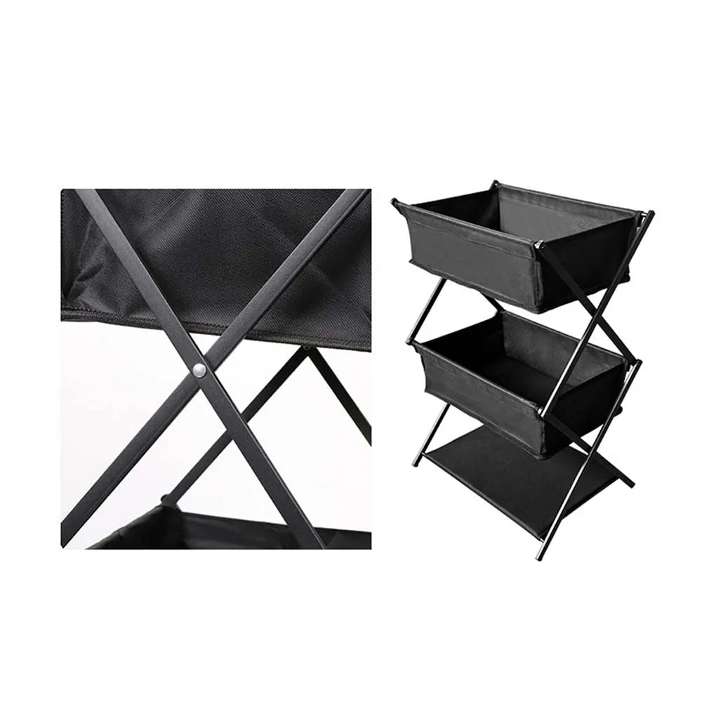 TARKA 3-Layer Folding Camping Storage Rack – Portable Multifunctional Shelf for Picnic, Barbecue & Outdoor Use
