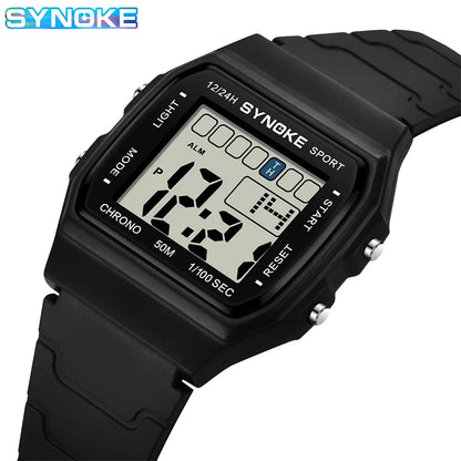 SYNOKE Unisex LED Digital Sports Watch - Waterproof Luminous Electronic Wristwatch for Kids & Adults