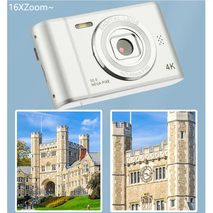 4K Digital Camera – 50MP Travel Selfie Camera with HD Zoom, 2.4-inch Screen, Mini Retro Cam for Kids & Beginners