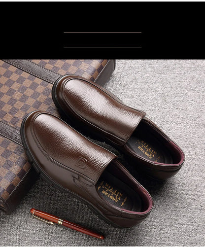 Genuine Leather Casual Shoes for Men – Flat Platform Walking Loafers, Breathable Handmade Outdoor Sneakers