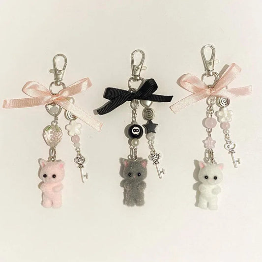 Handmade Furry Cat Keychains – Matching Kitten Y2K Women’s Fashion Accessories