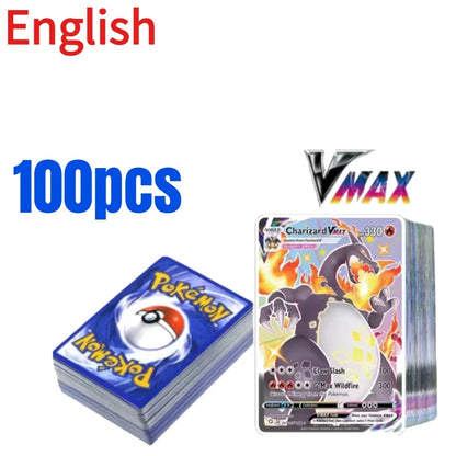 Pokémon TCG V, VMAX, GX & EX Holographic Cards - 60/100-Piece French and English Collectible Card Set for Fans and Gifts