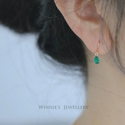 925 Sterling Silver Emerald Zircon Water Drop Earrings for Women – 14K Gold Plated Retro Luxury Jewelry