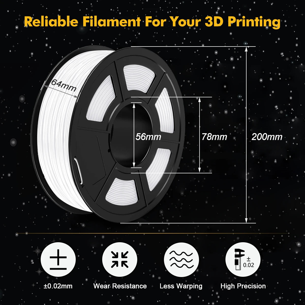 SUNLU PETG 3D Printer Filament 1.75mm ±0.02mm – 3 Rolls 1KG Each, Neatly Wound Vacuum-Sealed Printing Material