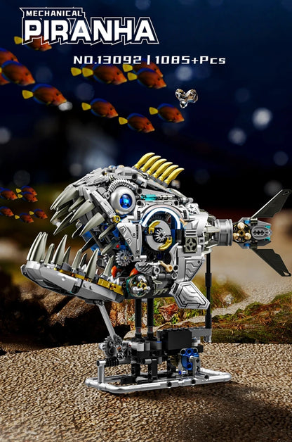 Mechanical Sea Animal Building Blocks Toy – Whale Shark, Octopus, Piranha & Manta Ray with Motor and Lights for Kids
