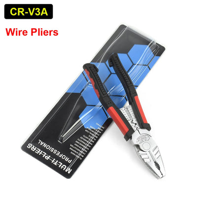 Toolour 8-Inch Multifunctional Pliers - Wire Stripper, Crimper, Cutter & Needle Nose Hand Tool