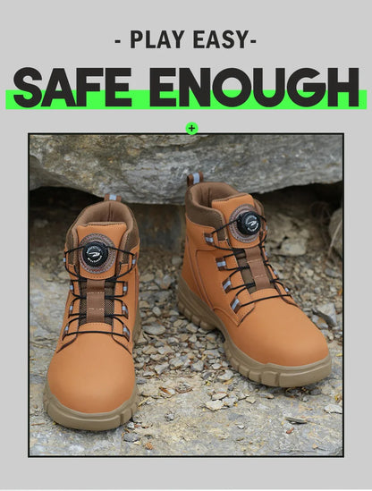 2024 Fashion Waterproof Security Work Boots – Protective Leather, Anti-Smash & Anti-Puncture Industrial Safety Shoes
