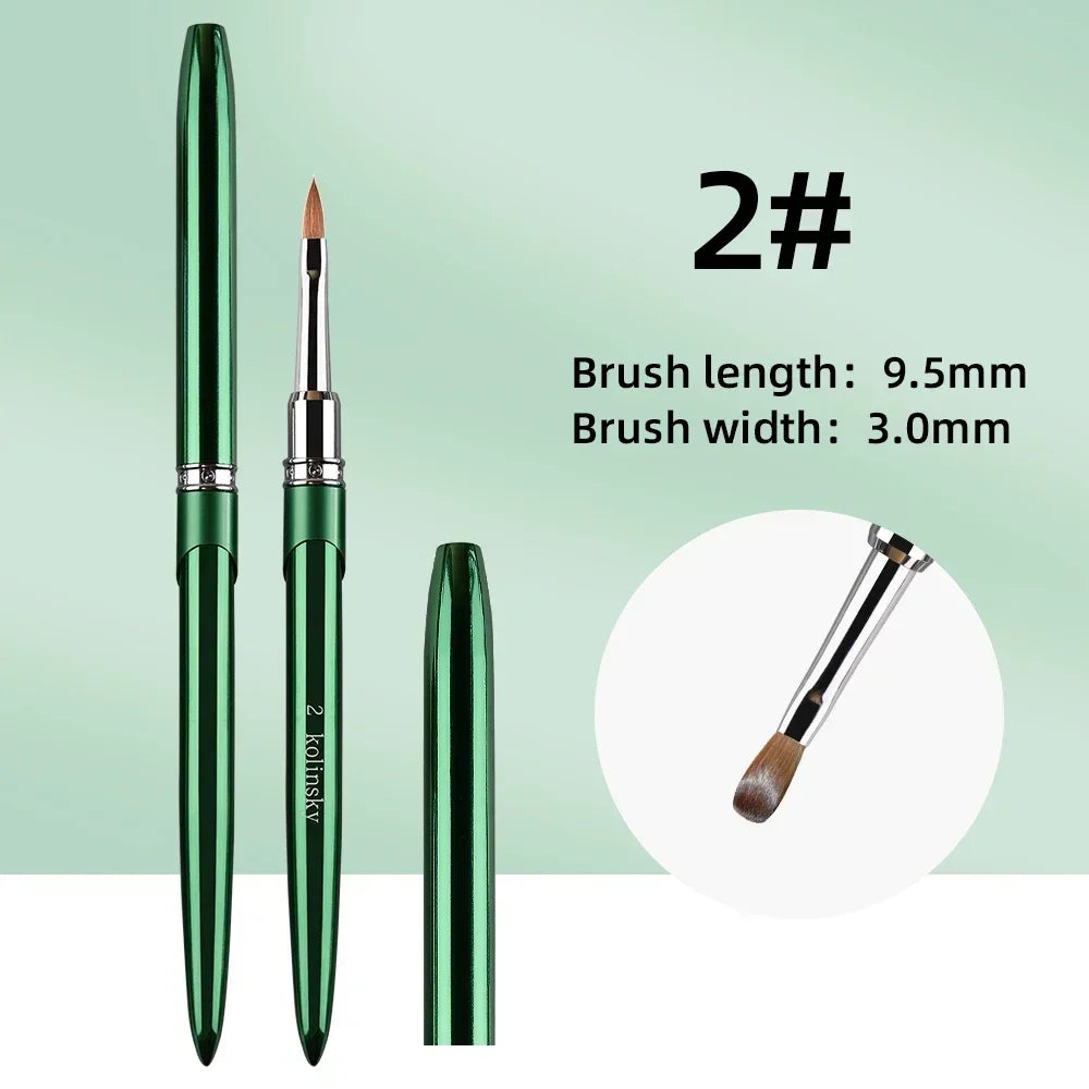 Kolinsky Acrylic Nail Brush — 100% Pure Metal Handle, Sizes 2-18 High-Quality Nail Tool