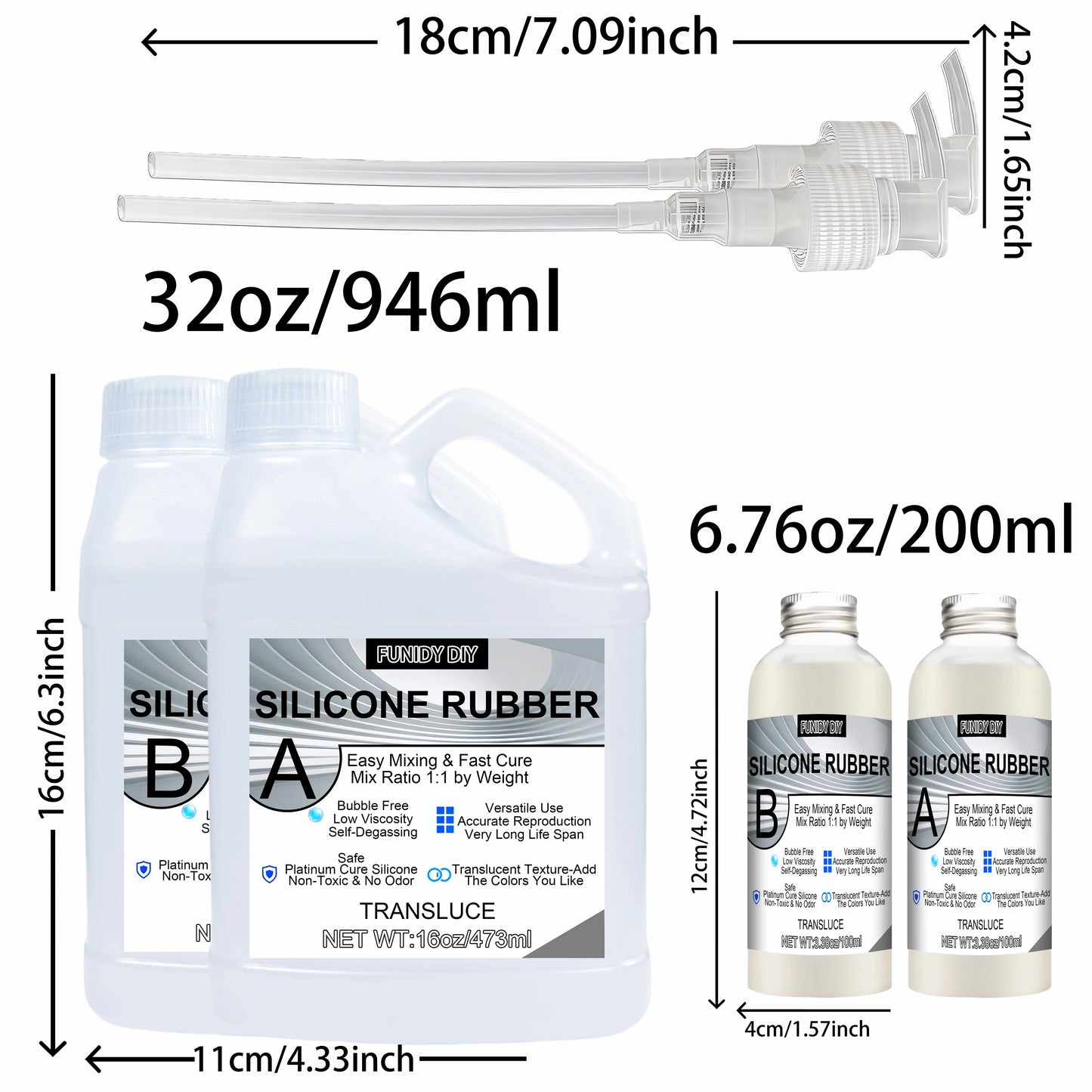 Silicone Mold Making Kit Liquid Rubber, Clear 1:1 Mix Mold Making Silicone for Craft Casting and DIY Projects