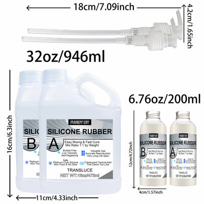 Silicone Mold Making Kit Liquid Rubber, Clear 1:1 Mix Mold Making Silicone for Craft Casting and DIY Projects