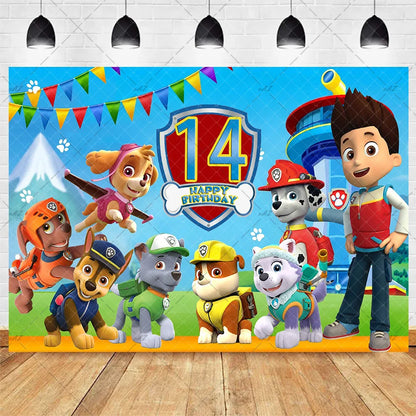 Paw Patrol Birthday Decorations Set – Custom Number Backdrop Banner & Photo Props for Party, Baby Shower & Photography Background