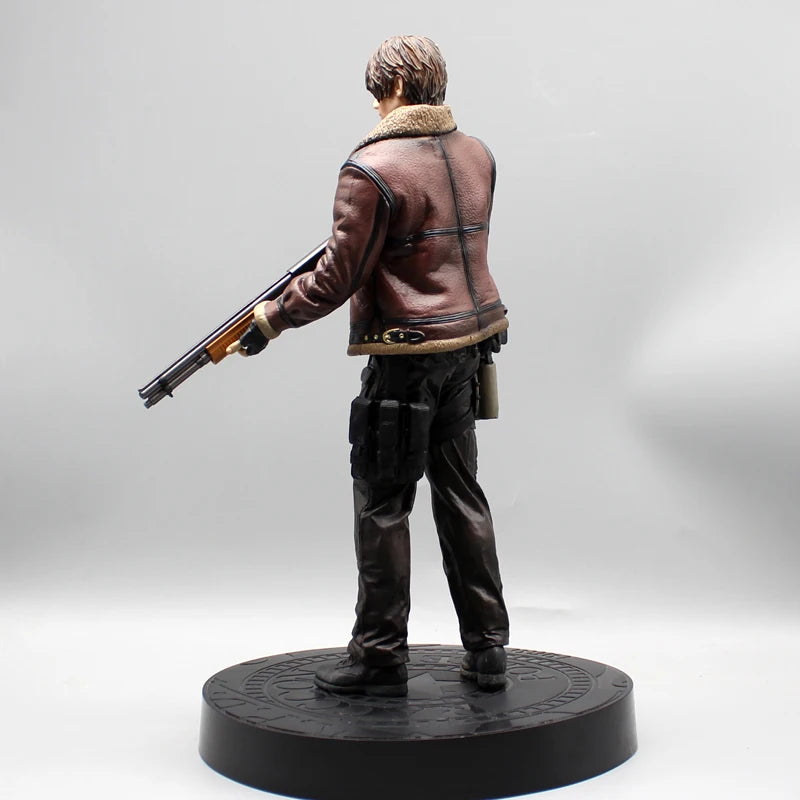 33cm Leon Zombie Hunter Leather Anime Figure – Boys’ Action Model Doll & Desk Decoration Statue