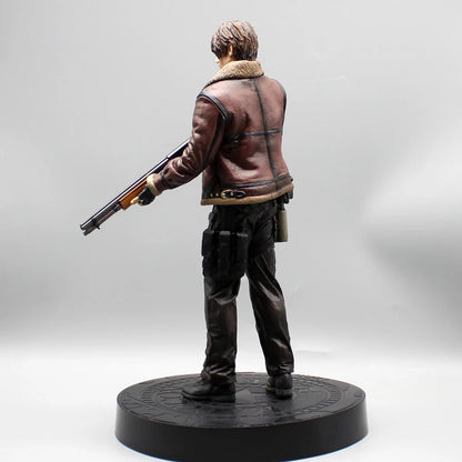 33cm Leon Zombie Hunter Leather Anime Figure – Boys’ Action Model Doll & Desk Decoration Statue