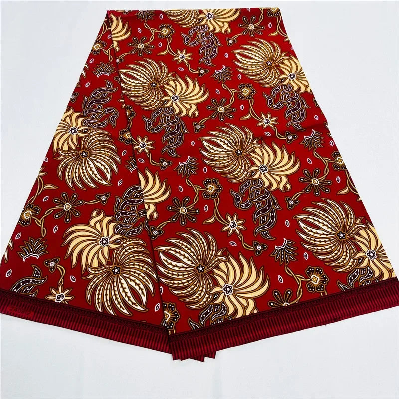 6 Yards African Real Wax Fabric - 100% Cotton Original Ankara Print for Party Dresses K121901