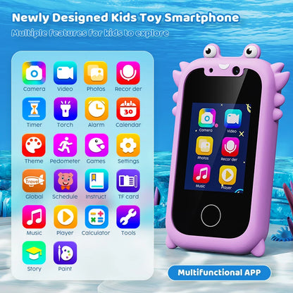 Kids Smart Phone Educational Toy - MP3 Player with Dual Camera, Touchscreen & 512MB Card for Learning & Fun