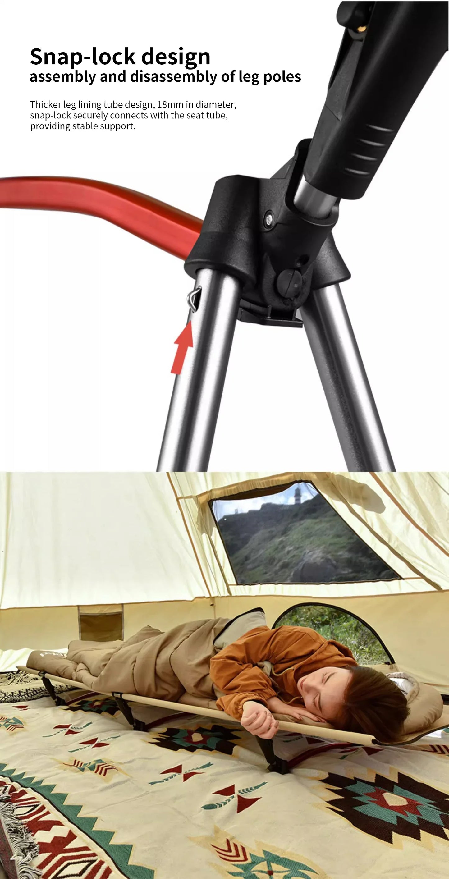 Portable Camping Cot – Lightweight Collapsible Sleeping Bed for Hiking, Backpacking & Outdoor Use, Foldable Single Tent Bed