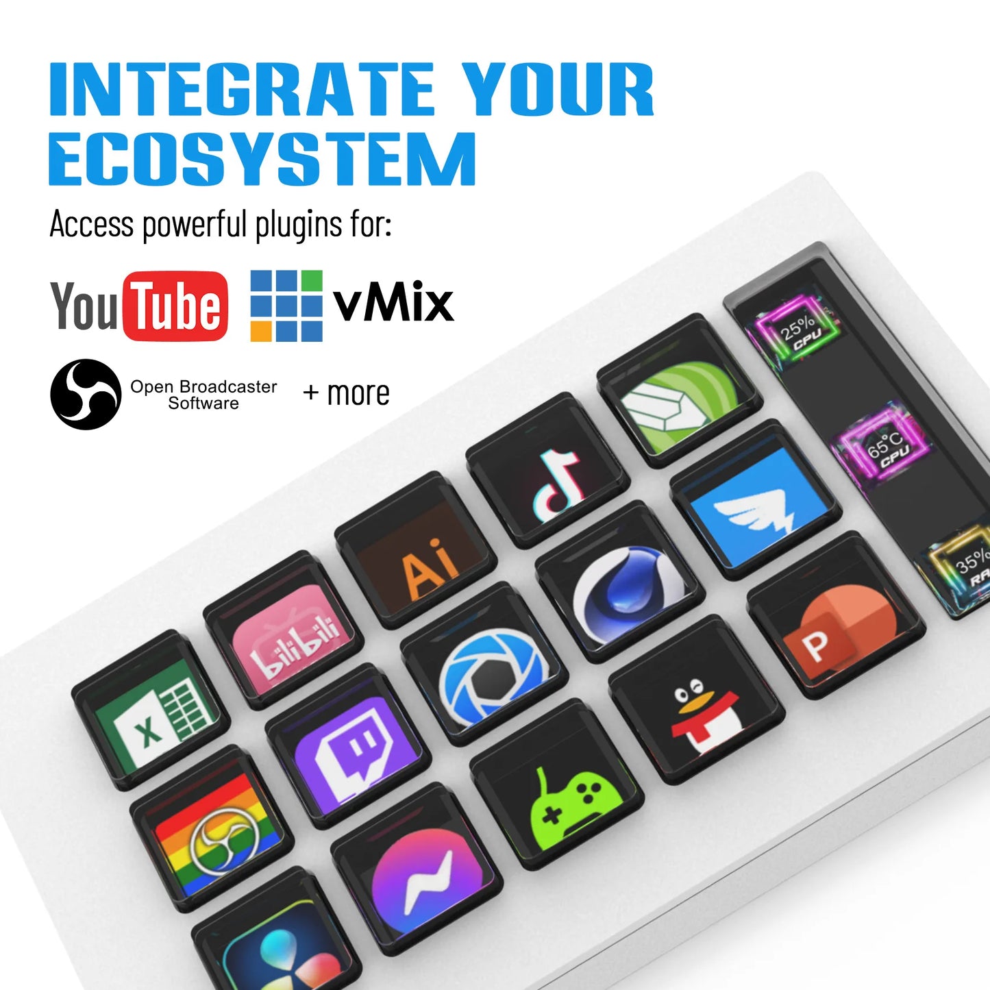 StreamDeck Mini Visual Keyboard LCD Button - 15 Keys Live Content Creation Controller Custom Button - Compatible with Windows/MacOS - Keyboard Gift