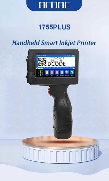 DCODE 1755PLUS Portable Handheld Inkjet Printer – 12.7mm Text, QR, Barcode, Logo & Date Printing Machine