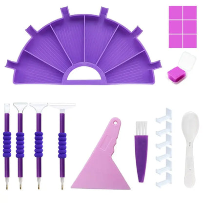 6-Grid Diamond Painting Tray Kit – Large Capacity Drill Plate, Beading Plate, and Cross Stitch Tools with Diamond Painting Pen