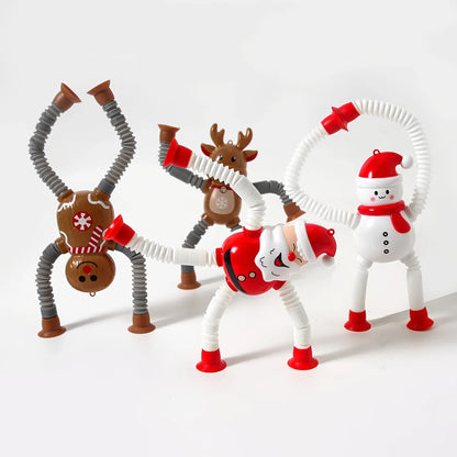 1–4pcs Retractable Santa Claus Toys – Christmas Decompression Toys Featuring Santa, Snowman, Elk & Gingerbread