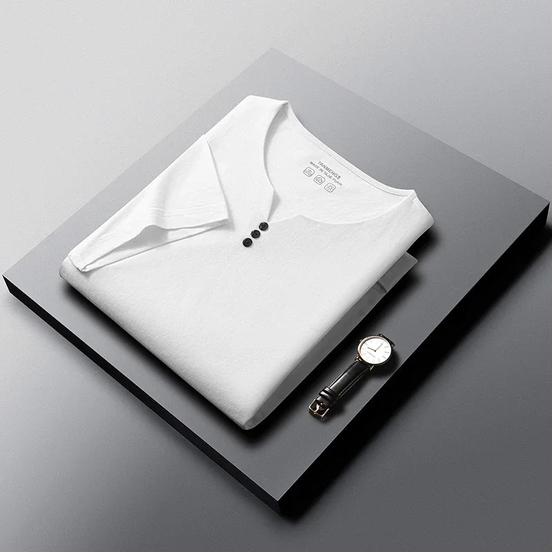 Men's Henley Neck T-Shirt - Short Sleeve Casual Summer Top