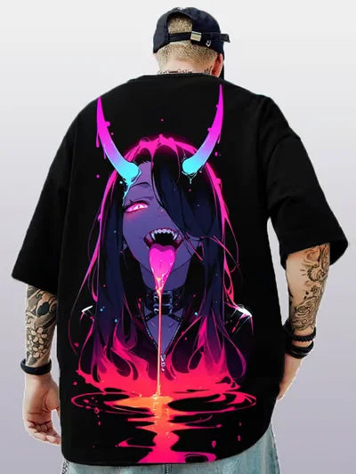 Anime Girl 3D Print T-Shirt - Casual Loose Short Sleeve Streetwear for Men