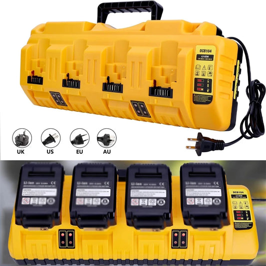 DCB104 Rapid Charger for Dewalt 12V & 20V Max Batteries – 4-Port with 2 USB, Compatible with DCB204, DCB205, DCB127, DCB105